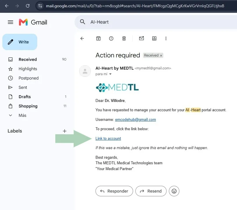 Open the email